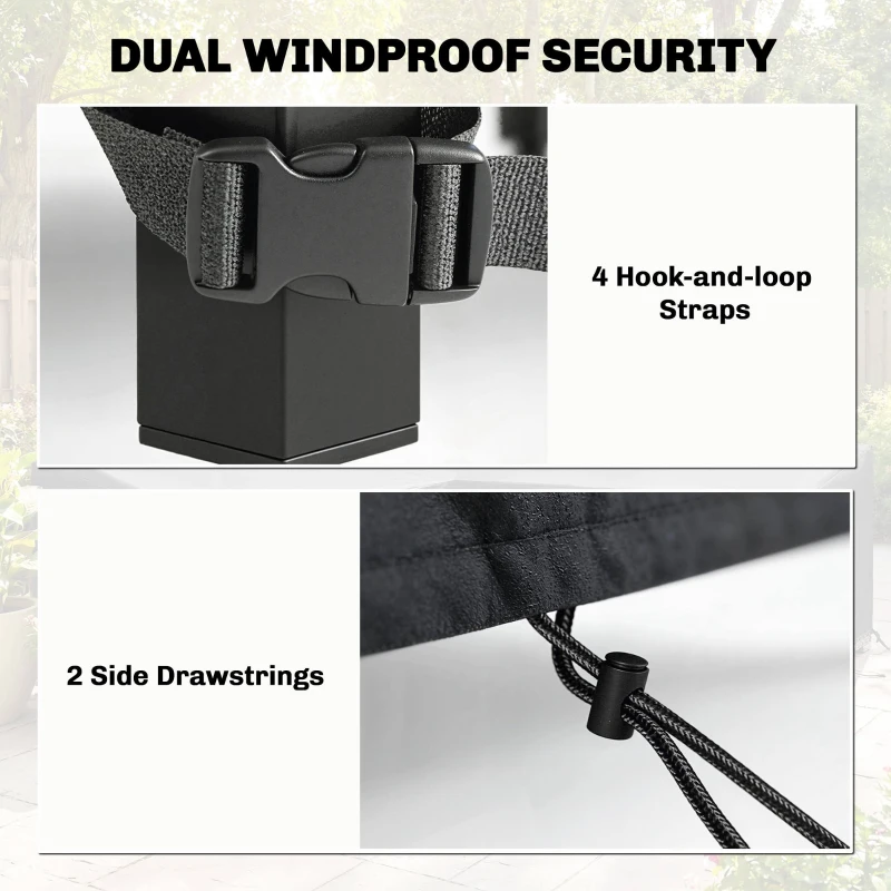 Outsunny Beschermhoes voor tuinmeubelen winterbestendig waterdicht anti-UV hoes 420D Oxford-stof 125x125x74cm zwart