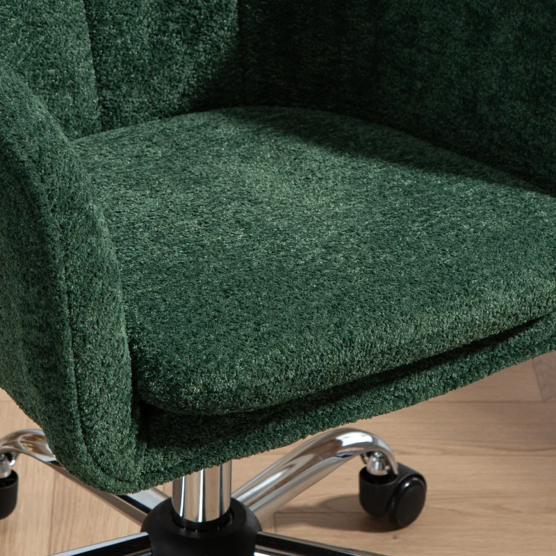 HOMCOM Snow Flannel Office Chair with Padded for Home - Dark Green