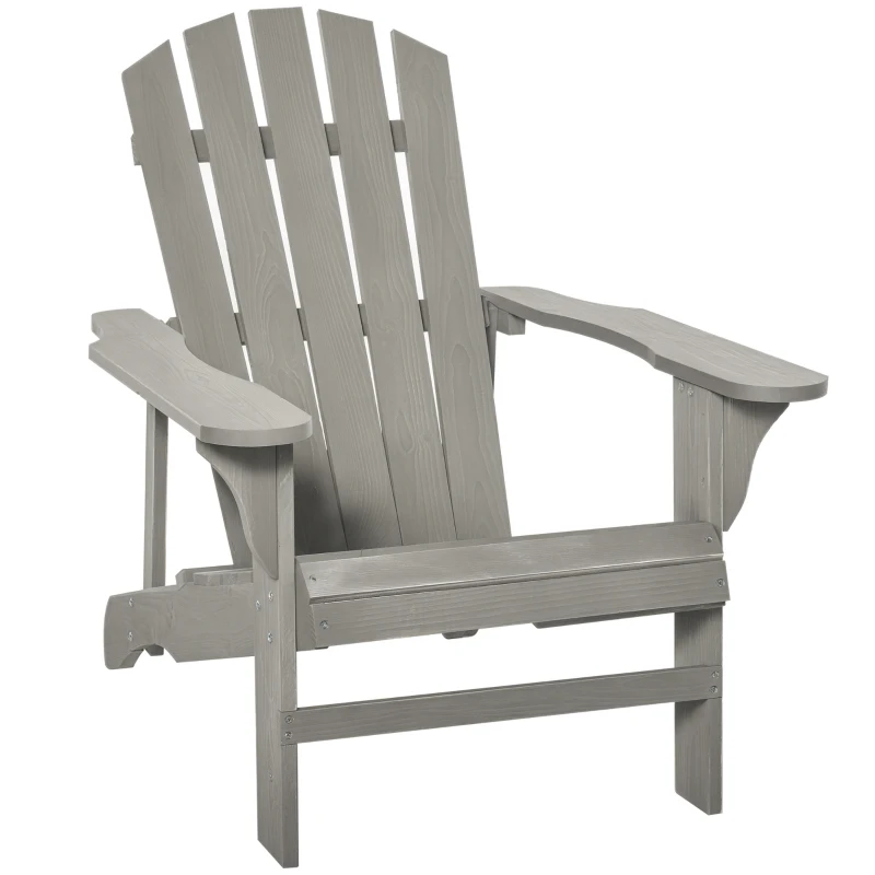 Outsunny Adirondack Stuhl wetterfest Adirondack Chair aus Holz Outdoor Gartenstuhl mit Hoher Rückenlehne Armlehnen