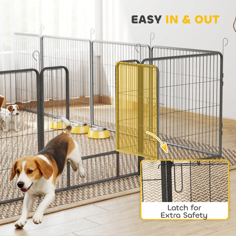 PawHut 16 Panels Heavy Duty Puppy Playpen, for Small and Medium Dogs, Indoor and Outdoor Use - Grey