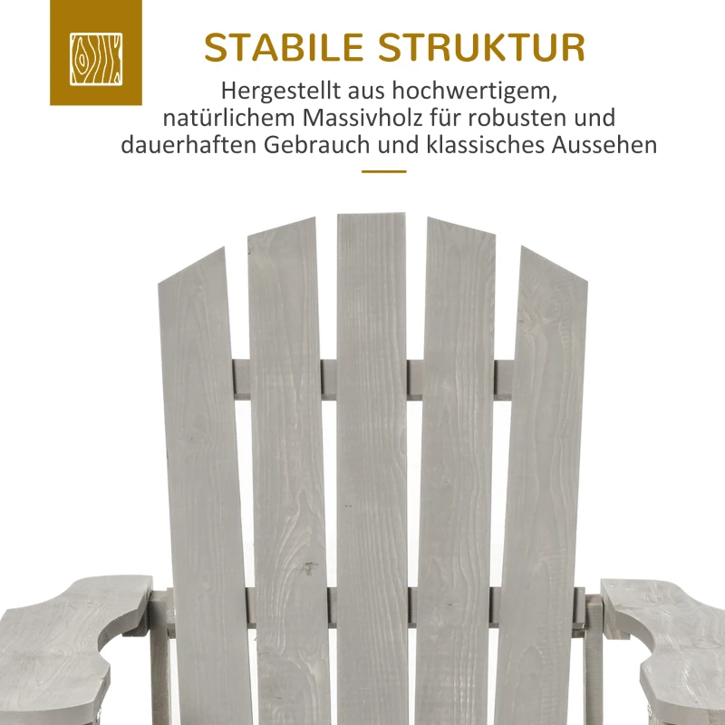 Outsunny Adirondack Stuhl wetterfest Adirondack Chair aus Holz Outdoor Gartenstuhl mit Hoher Rückenlehne Armlehnen