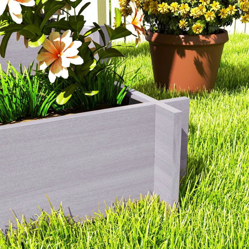 Outsunny 3 Tier Garden Planters with Trellis for Vine Climbing, Wooden Raised Beds, 95x95x110cm, Grey