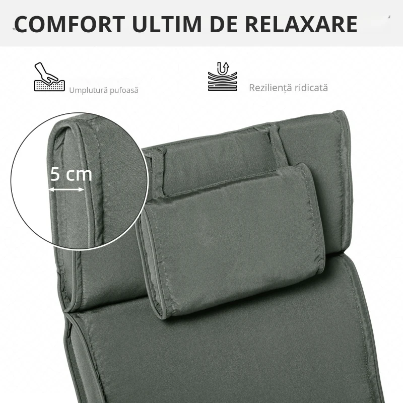 Outsunny Saltea pentru Sezlong Scaun pentru Soare de Gradina, Gri,198x53x5cm