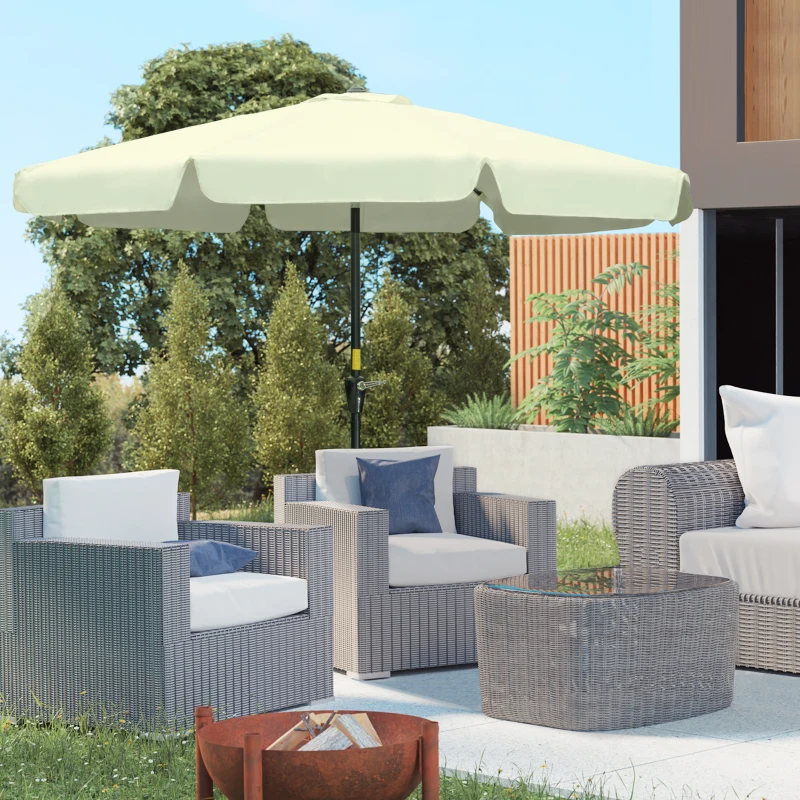 Outsunny Parasol de jardin extérieur parasol inclinable rond Ø2,7 m avec manivelle et protection solaire UV50+, beige