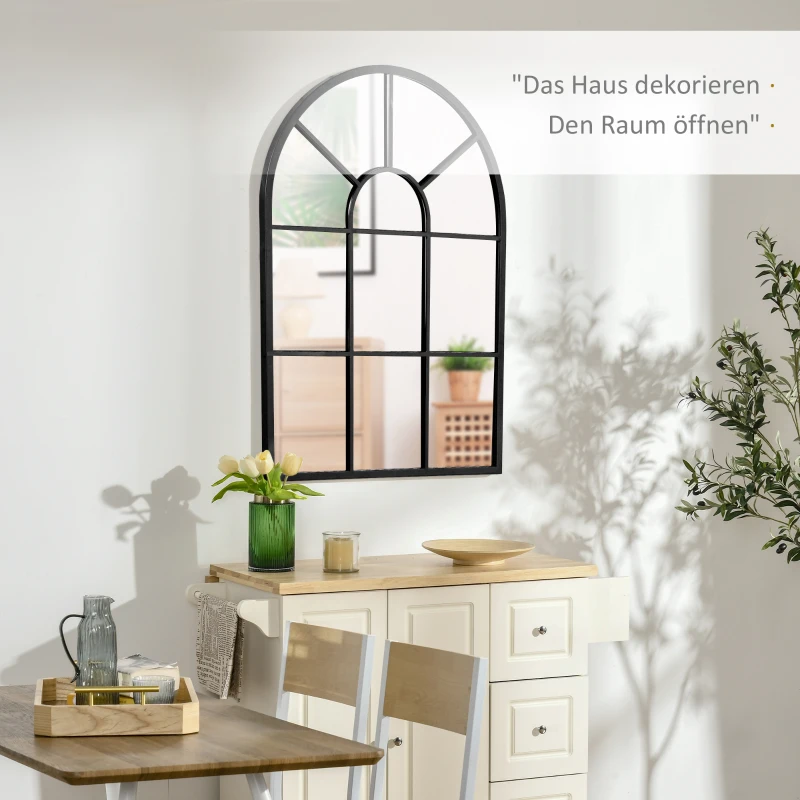 HOMCOM Fensterspiegel mit Metallrahmen, 91 cm x 2 cm x 60 cm Schwarz