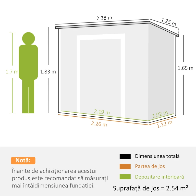 Outsunny Căsuță de Grădină din Rășină cu Podea, 2 Uși Blocabile, Fereastră, 2,4 x 1,3 m, Gri(m-3)