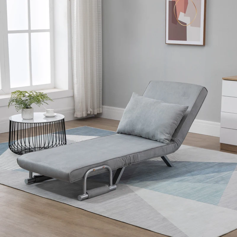 HOMCOM Suedette Adjustable Back Futon Sofa Chair - Grey