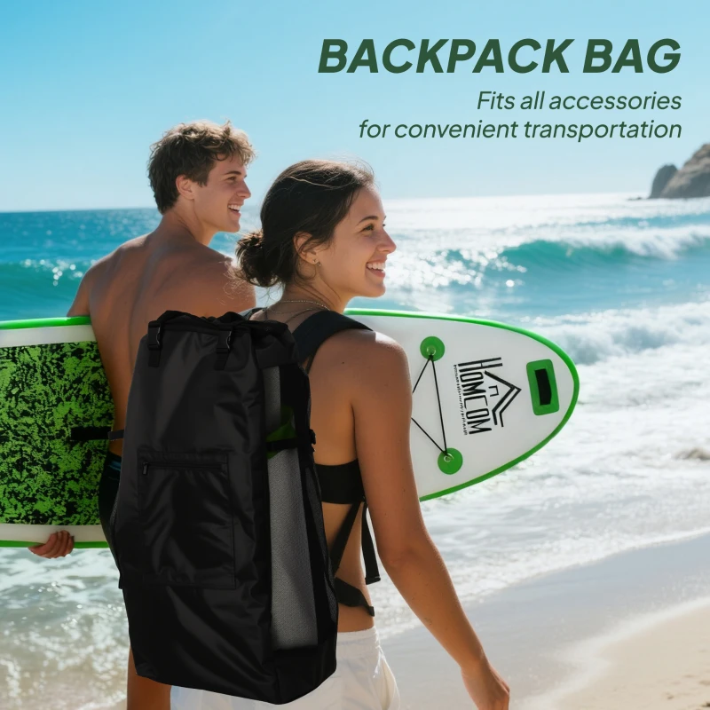 HOMCOM Inflatable Stand Up Paddle Board, 10' x 30" x 4", Non-Slip SUP, with ISUP Accessories, Hand Pump, 3 Fins, Adj Paddle for Youth Adult Beginners/Experts