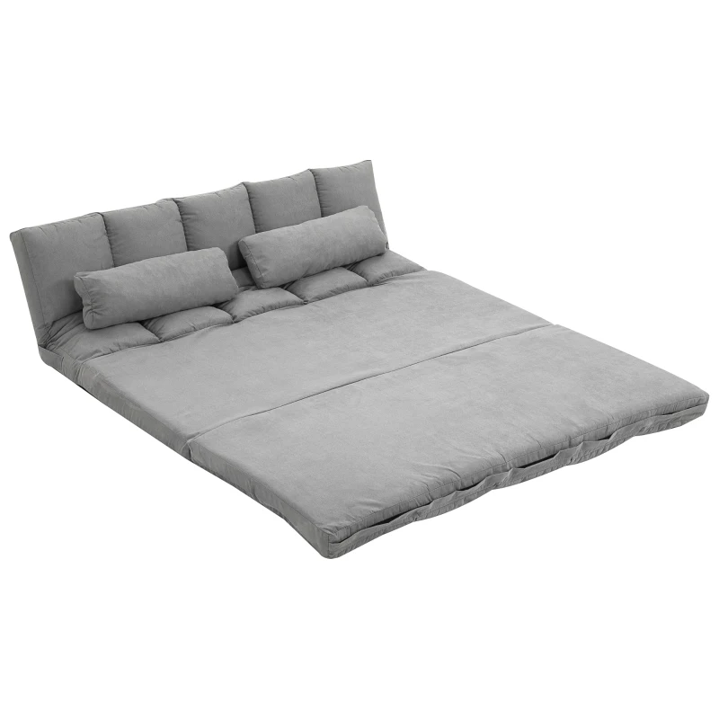 HOMCOM Bodensofa klappbar Schlafsofa mit 3-stuhfig verstellbar Rückenlehne Hellgrau