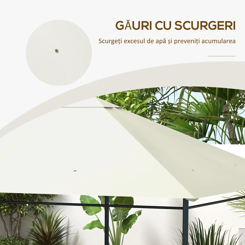 Acoperiș de Schimb pentru Foișor 3x4 m pentru Outsunny 84C-116, Crem