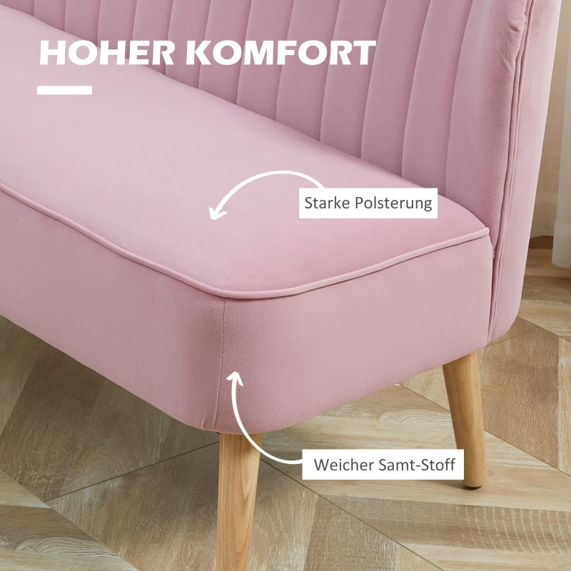 HOMCOM Sofa 2-Sitzer Stoffsofa Couch Polstersofa Loungesofa breit Rosa