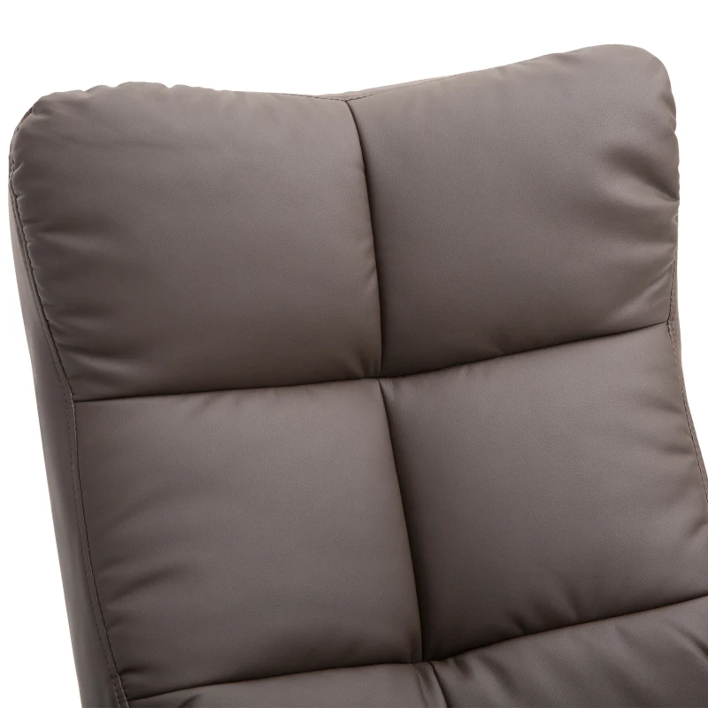 HOMCOM Swivel Recliner Chair and Footstool with Hidden Storage, Upholstered Recliner Armchair with Solid Wood Base for Living Room, Brown(m-8)