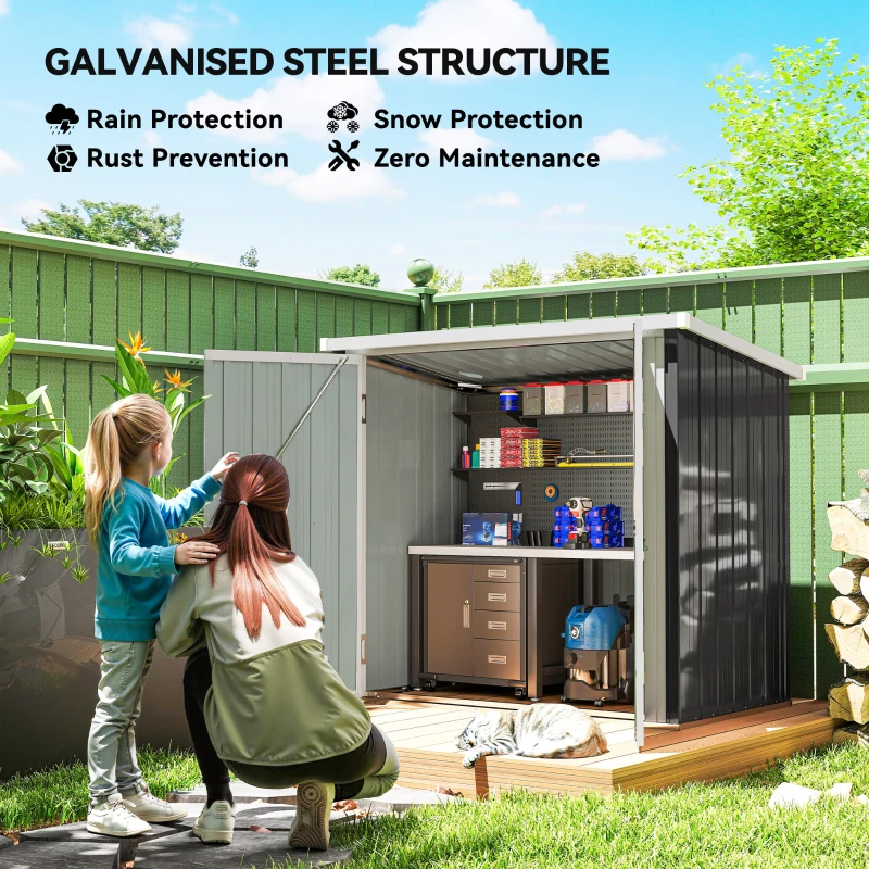 Outsunny 5' x 3' Metal Storage Shed, Garden Tool House with Double Doors for Backyard, Patio
