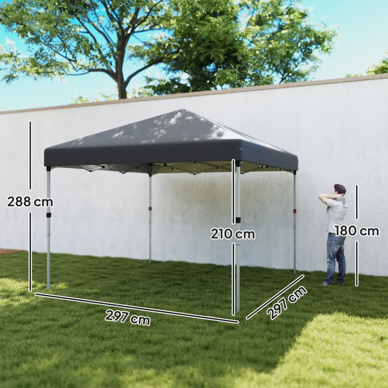 Outsunny 3 x 3 (M) Pop Up Gazebo - UPF 30+ with 2 Sidewalls, Leg Weight Bags, and Wheeled Bag, Height Adjustable Party Tent Event Shelter for Garden, Patio, Dark Grey