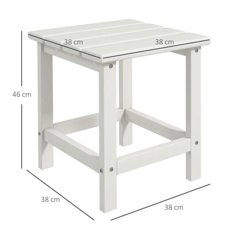 Outsunny Square Coffee Table, HDPE Tabletop and Frame for Porch, Garden, Side Table, 38 x 38 x 46 cm, White
