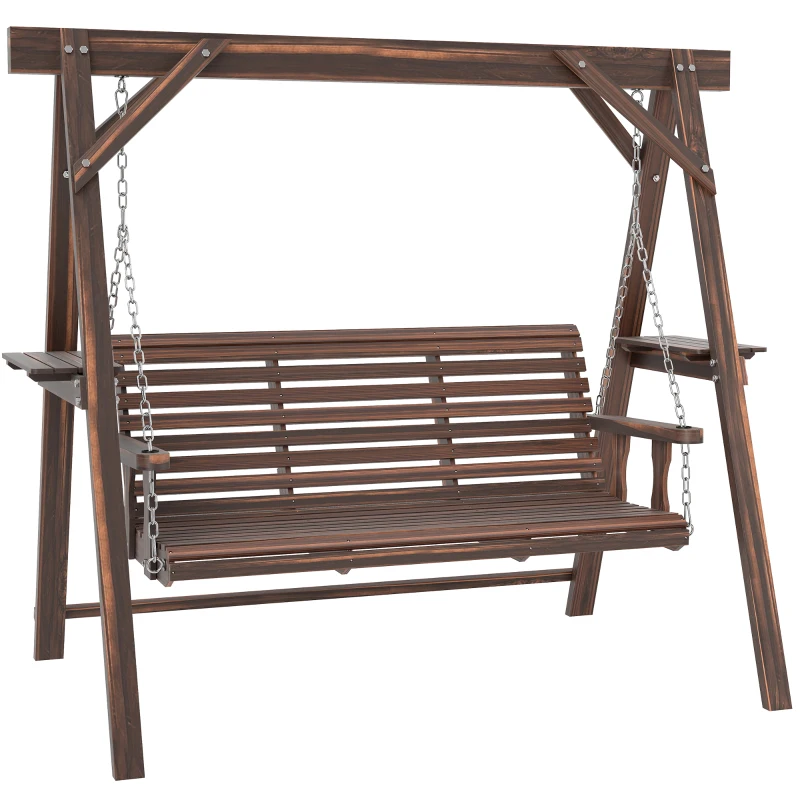 Outsunny Three-Seater Wooden Swing Bench