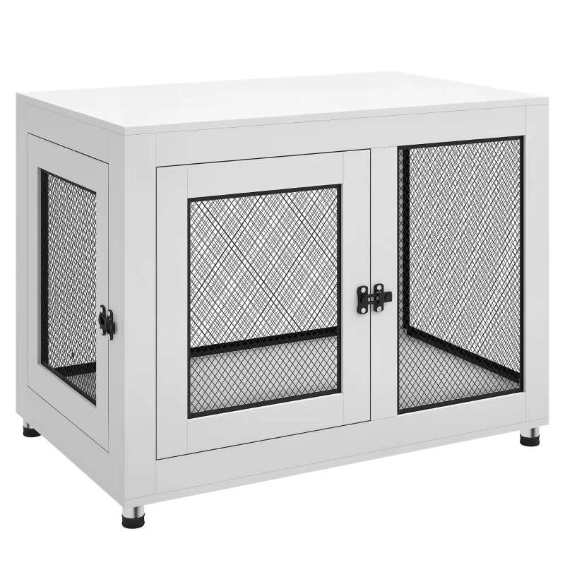PawHut 2-in-1 Dog Cage & Side Table, with Two Doors, Cushion, for Large Dogs