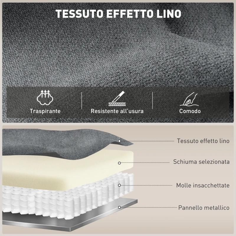 HOMCOM Poltrona Relax Reclinabile Manualmente a 150° con Poggiapiedi in Tessuto, 93x88x102cm, Grigio Scuro