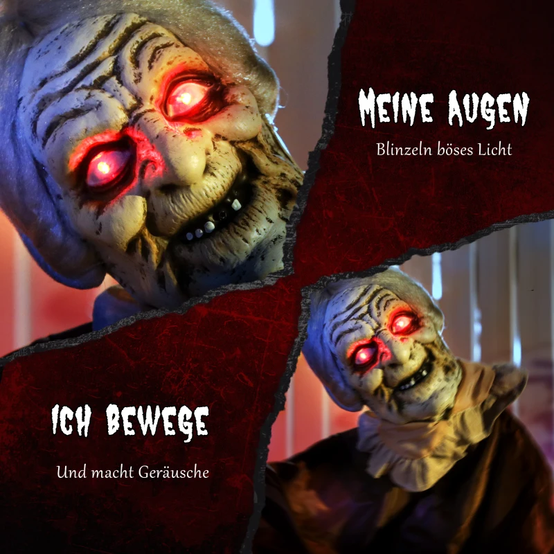 Outsunny 150 cm Halloween Dekoration Halloween Hexe mit LED-Lichter, Soundfunktion verstellbare Arme, Kopf(m-4)