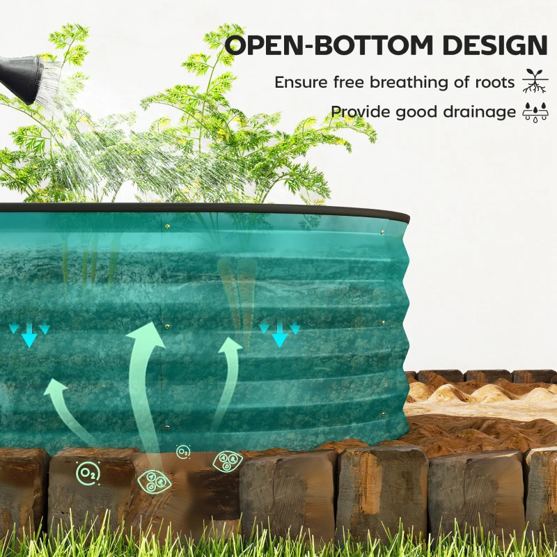 Outsunny Set of Two 150 x 60cm Steel Planters - Green