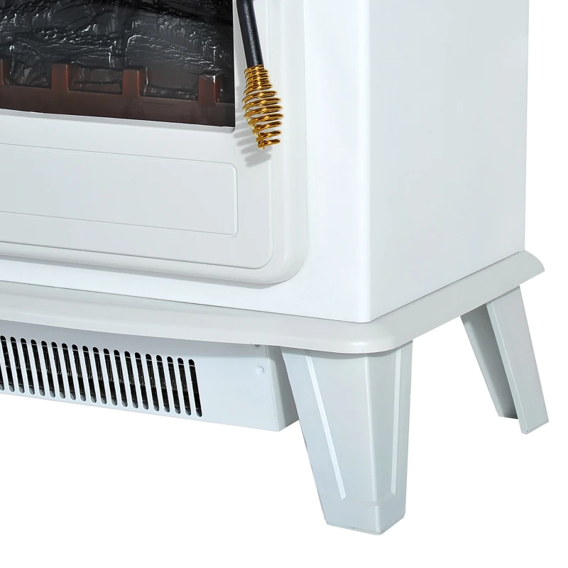 Homcom Soba Electrica de Sol cu Efect Flama Reglabila 1800W, Alb, 51x31x56cm