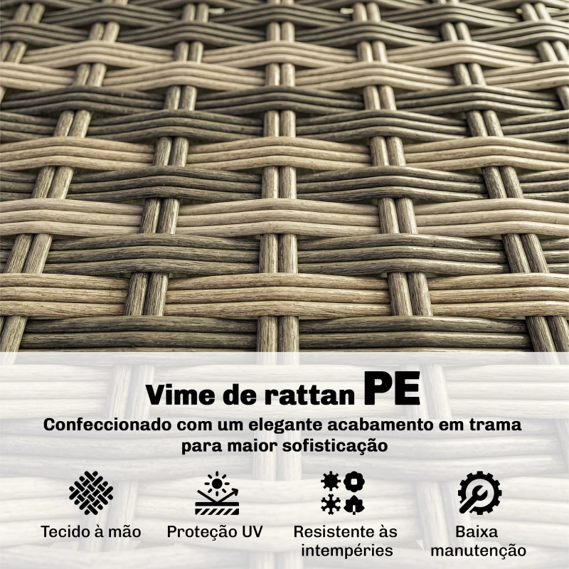 Outsunny Conjunto de Jardim em Vime de 5 Peças Inclui Almofadas 2 Poltronas de Canto Poltrona sem Braços Apoia-Pés e Mesa de Centro Cinza Escuro