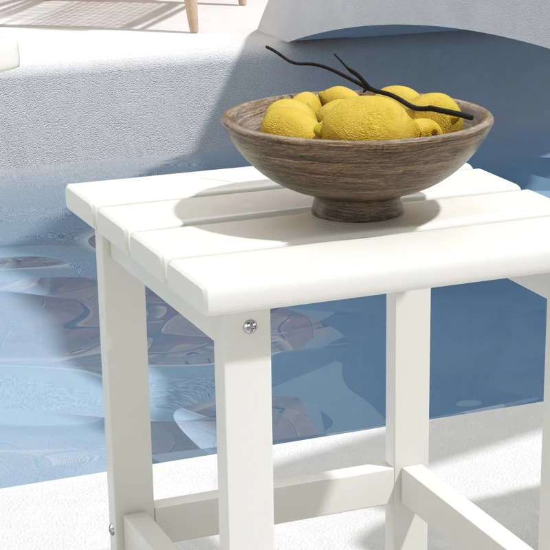 Outsunny Square Coffee Table, HDPE Tabletop and Frame for Porch, Garden, Side Table, 38 x 38 x 46 cm, White