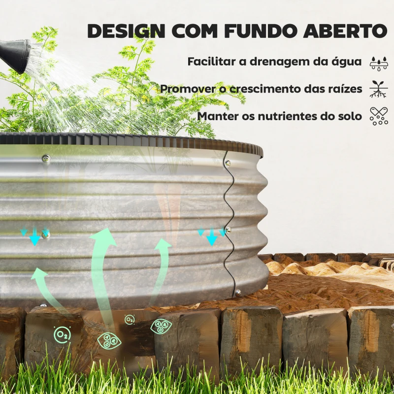 Outsunny Conjunto de 2 Caixas de Plantio de Exterior em Aço Galvanizado para Terraço Jardim 135x90x30 cm Prateado