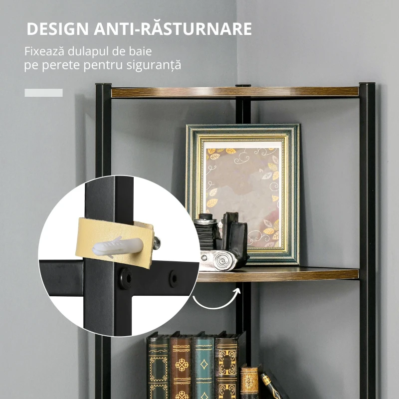 HOMCOM Rafturi de depozitare cu 6 niveluri pentru sufragerie, dormitor, bucatarie, maro inchis