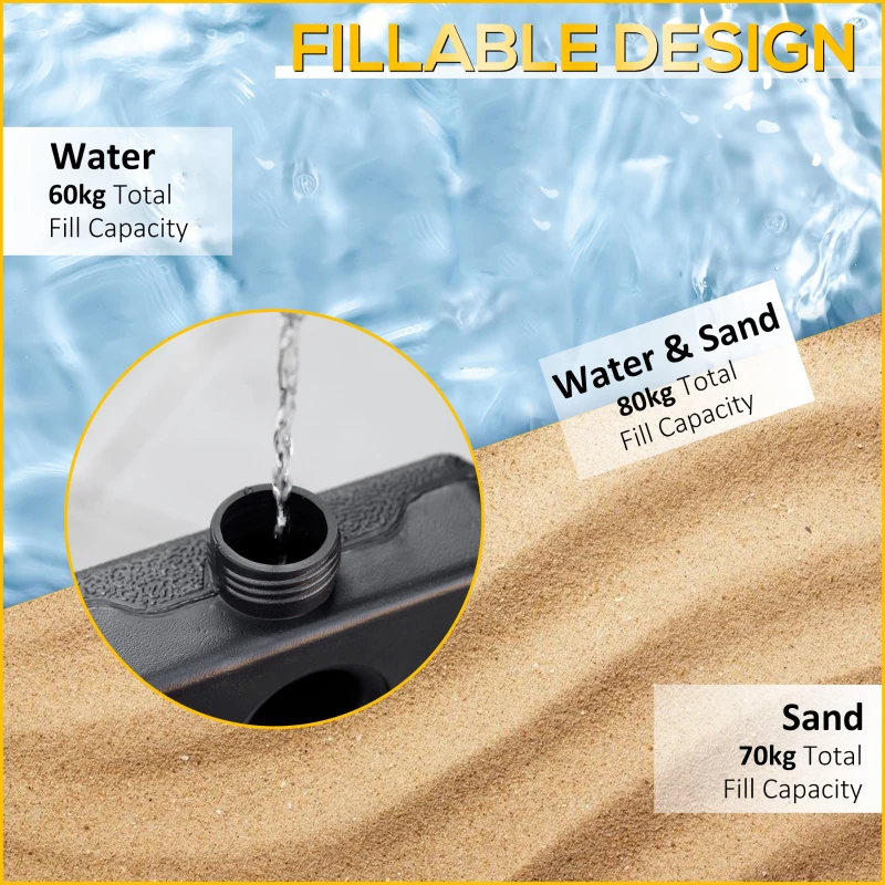 Outsunny Four-Piece Plastic Cantilever Parasol Base - Black