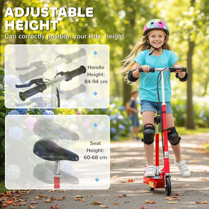 HOMCOM Foldable Electric Scooter for Teens Over 7 years old 12V Battery 120W-Red
