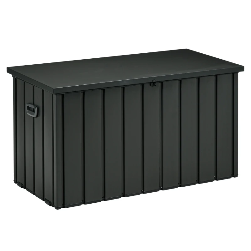 Outsunny 450L Galvanised Steel Garden Storage Box, with Wheels - Dark Grey