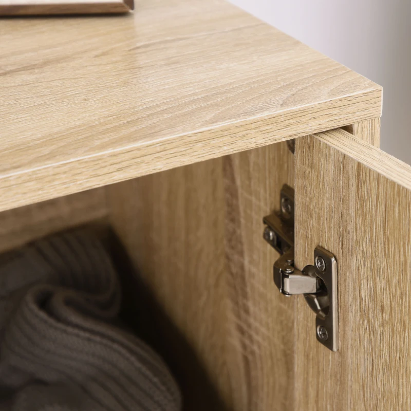 HOMCOM Storage Cabinet, Kitchen Cupboard with Chevron Double Doors, Adjustable Shelf and Metal Frame