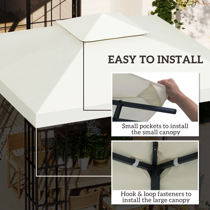 Outsunny Gazebo Replacement Canopy 3x3 m-Cream White(m-5)