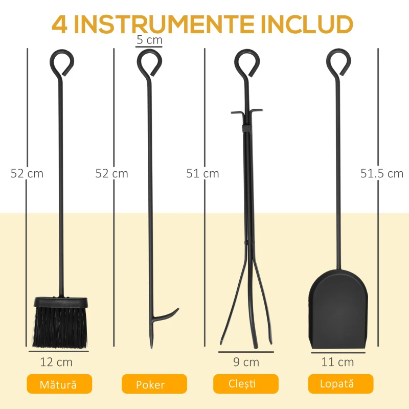 HOMCOM Suport lemne 4 scule din otel Max. 100kg negru