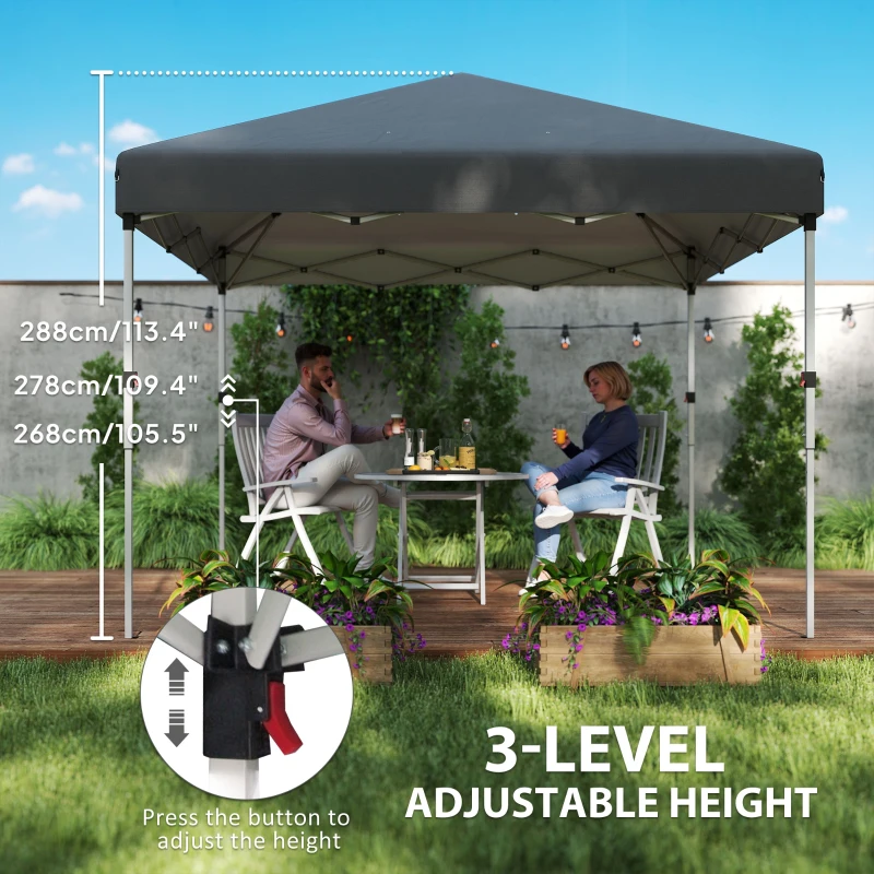 Outsunny 3 x 3 (M) Pop Up Gazebo - UPF 30+ with 2 Sidewalls, Leg Weight Bags, and Wheeled Bag, Height Adjustable Party Tent Event Shelter for Garden, Patio, Dark Grey