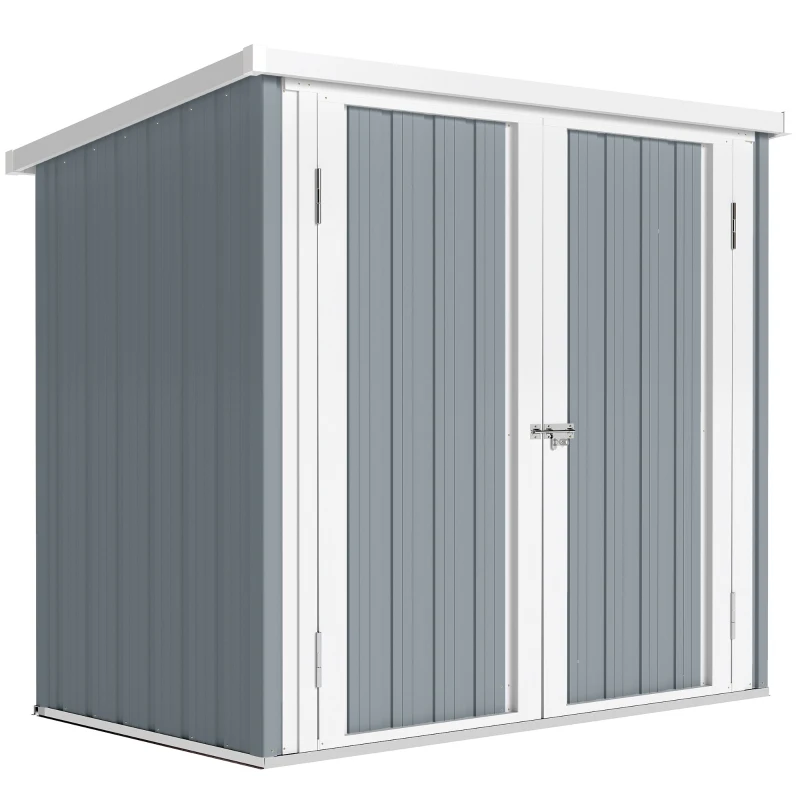 Outsunny Abri de Jardin cabane de jardin 1,09 m² 2 Portes verrouillables 147 x 86 x 134 cm tôle d'acier Gris clair Blanc