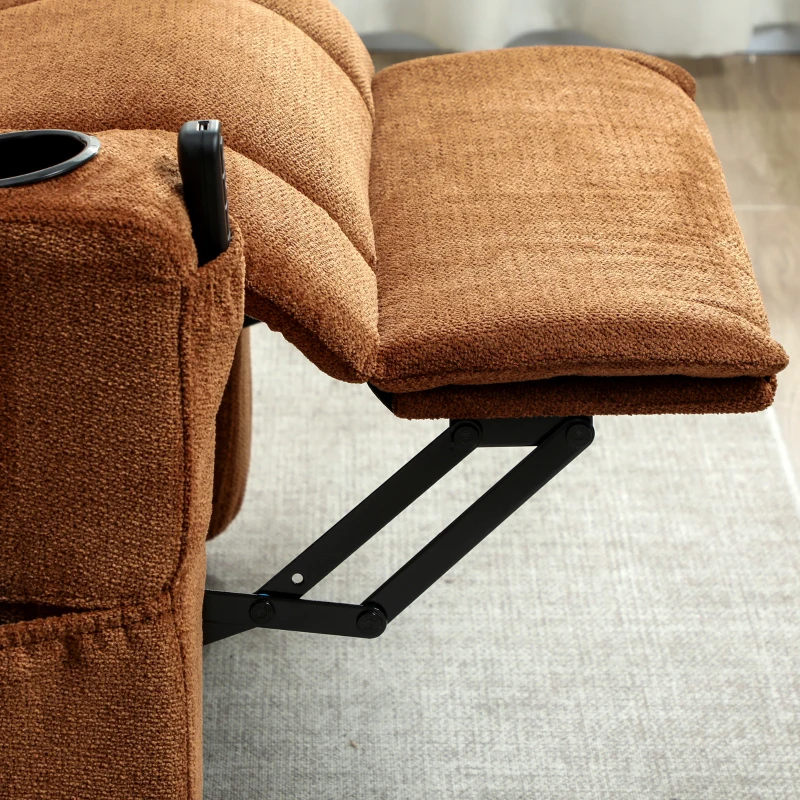 HOMCOM Sillón Relax Reclinable Eléctrico Silencioso con Función Memoria Reposapiés Mando a Distancia Bolsillo Lateral Marrón