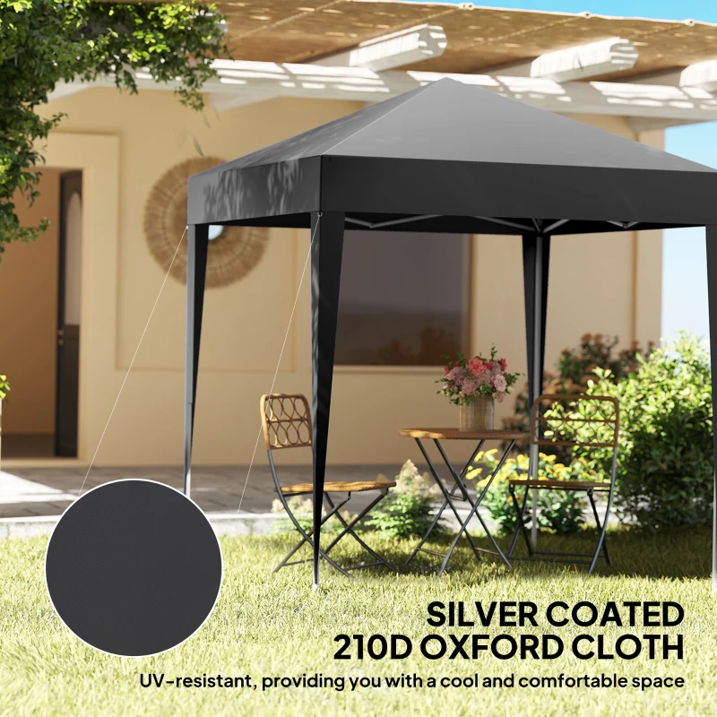 Outsunny 2 x 2 m Garden Pop Up Gazebo, Wedding Party Tent Marquee, Water Resistant Awning Canopy with Sidewalls, Windows, Carry Bag, Black(m-5)