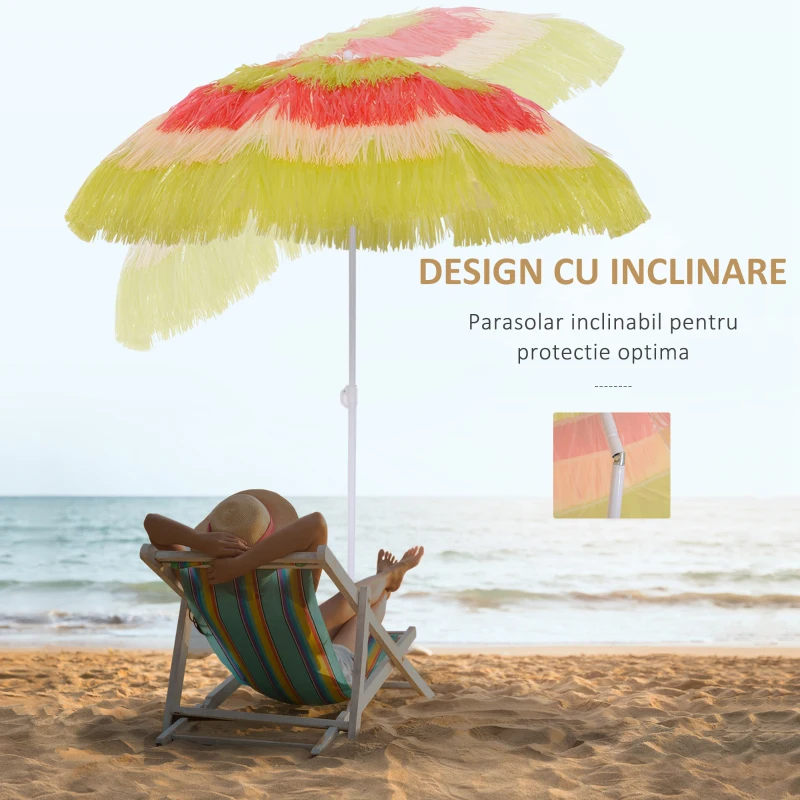 Outsunny Umbrelă Hawaiană Portabilă, Acoperitoare Ø160cm, Impermeabilă, Înălțime până la 180cm
