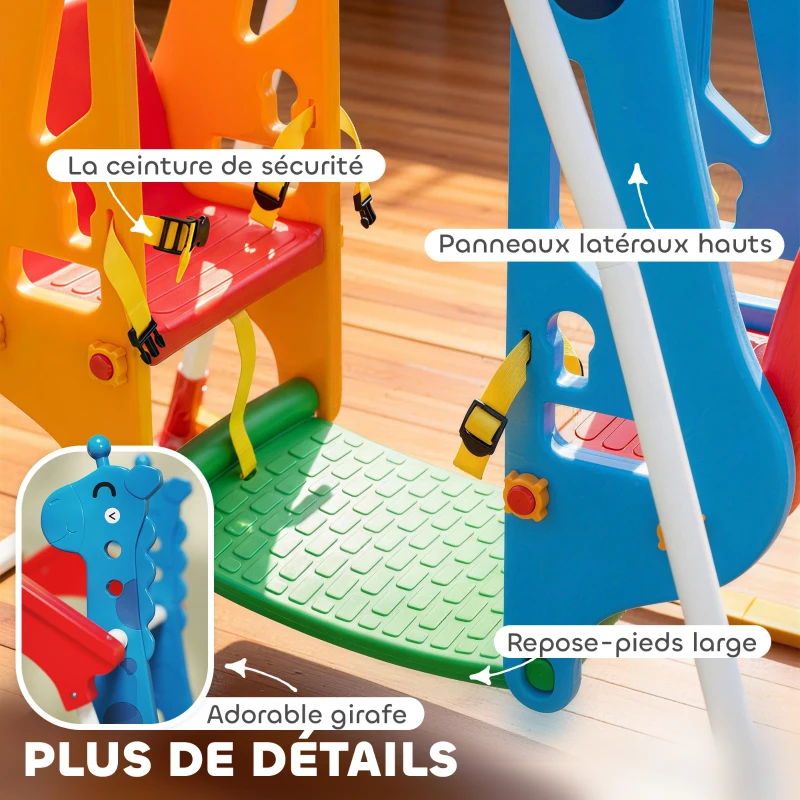 AIYAPLAY Balançoire pour Enfants, Portique Balançoire Enfants 3-5 Ans avec Double Siège Face à Face, 114x94x134,5cm, Multicolore