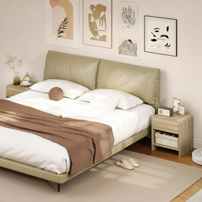 HOMCOM Conjunto de 2 Mesas de Cabeceira Nórdicas com Cantos Arredondados Gaveta e Prateleira Aberta 40x35x45 cm Madeira