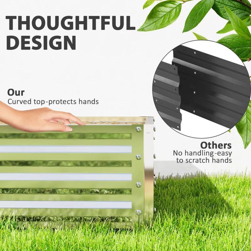 Outsunny Square Raised Garden Bed Box with Weatherized Steel Frame for Vegetables, Flowers, & Herbs, 120 x 120 x 30cm, Silver Tone