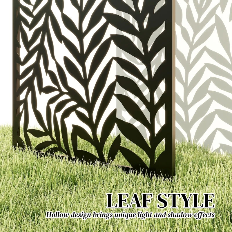 Outsunny Ruimteverdeler 65 x 130 cm vrijstaand/op te hangen paravent, metalen privacy-scheidingswand zwart