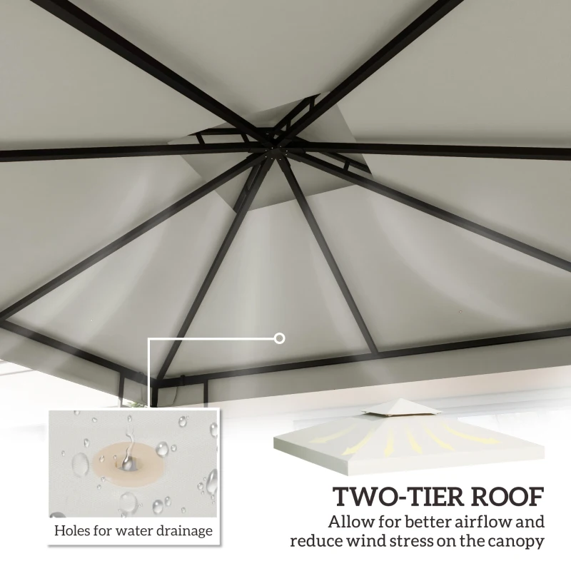 Outsunny Gazebo Replacement Canopy 3x3 m-Cream White(m-4)