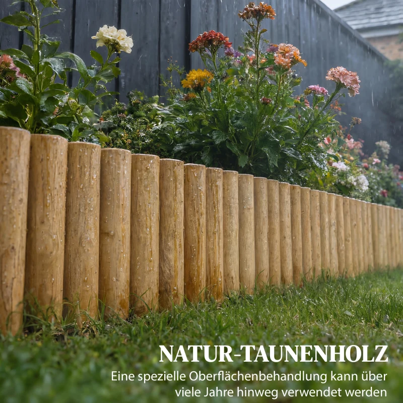Outsunny Gartenzaun Zaun aus Holz 176 cm x 30 cm Zaunelemente Hundezaun für Garten Blumenbeete Tierbarriere