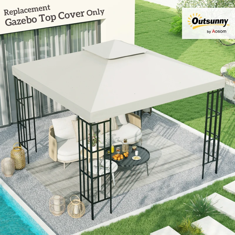 Outsunny Gazebo Replacement Canopy 3x3 m-Cream White(m-2)