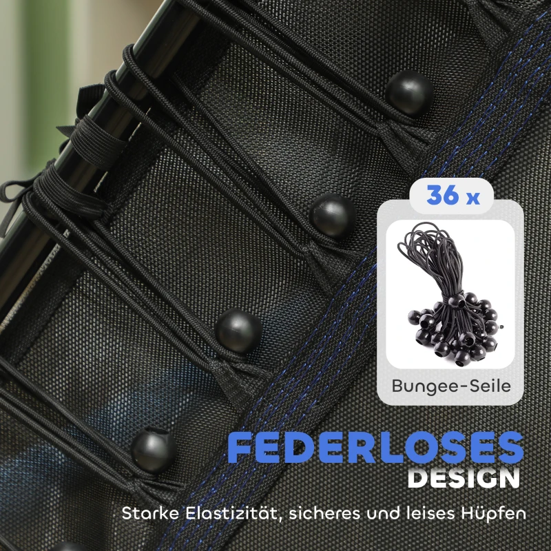 HOMCOM Trampolin für Kinder, Ø163,5 cm, mit Sicherheitsnetz, gepolstert, Stahl, belastbar bis 50 kg, Schwarz & Blau