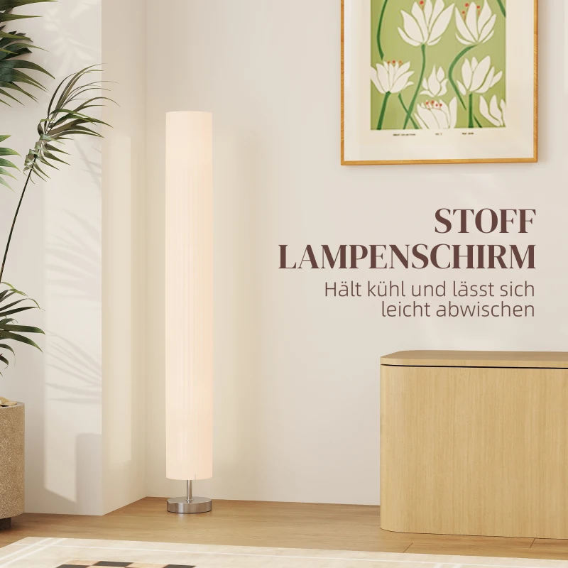 HOMCOM Stehlampe Wohnzimmer mit Schirm aus Polyester, 2 x E27 Fassung für Schlafzimmer 14 x 14 x 120 cm