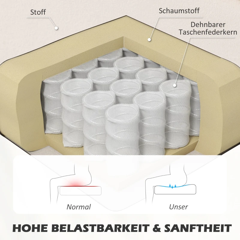 HOMCOM Sofa retrodesign 2-zits, houten poten, 117 cm x 56,5 cm x 77 cm, crèmewit